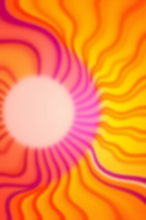 Create a vibrant, abstract circular design with wavy lines in gradient shades of orange, purple, and yellow, captured using a DSLR camera at f/8 aperture, ISO 100, and a 50mm lens, with a shallow depth of field and soft lighting.