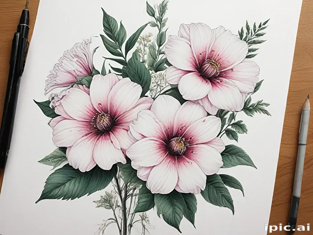 flower aesthetic drawings