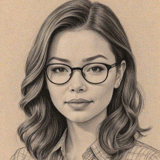 Beauteous Miranda Cosgrove, pencil sketch, portrait of Fetching woman 1946s in glasses, hair style beatnik, outline, clear lines, fine lines, 8k