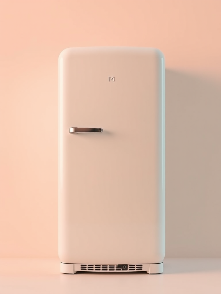 Refrigerator,retro,rounded,Individual object,a computer rendering,simple_background,octane render,morphyrichards
