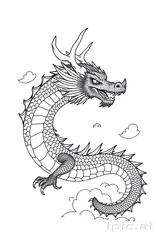 dragon black and white