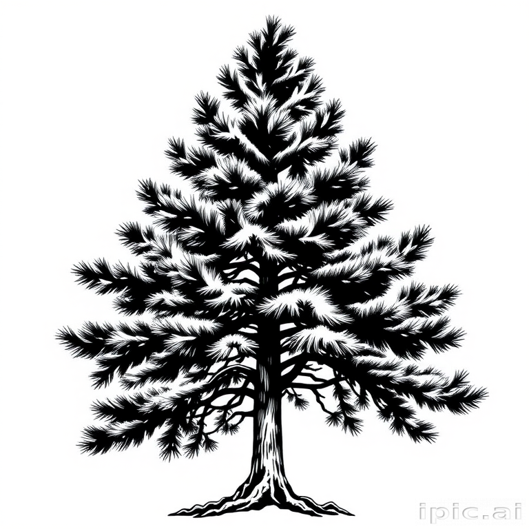 black and white pine tree clip art