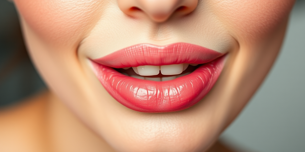 Frosted pale pink lipstick creates a retro-inspired look on thin, delicate lips, adding dimension and creating the illusion of fuller, more voluptuous lips