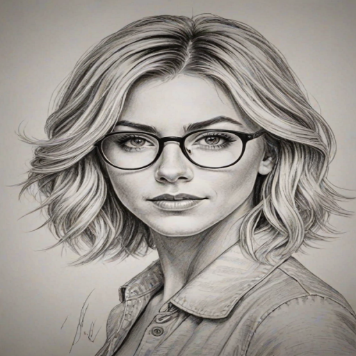 Bewitching Julianne Hough, pencil sketch, portrait of Attractive woman 1921s in glasses, hair style beatnik, outline, clear lines, fine lines, 8k