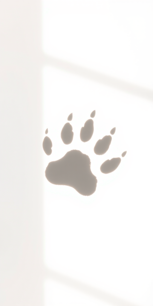 Create a high-resolution image of a paw print silhouette with a clean white background, using a Canon EOS R5 camera at f/8 aperture, ISO 100, 1/200 shutter speed, in portrait view, with soft natural lighting to enhance details.
