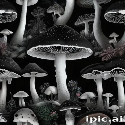 mushroom black and white