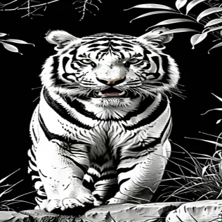 tiger black and white
