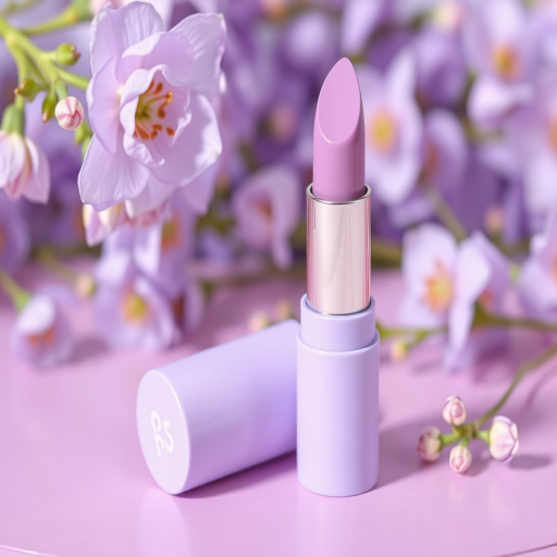 Opaque lavender lipstick "Pastel Dream" with creamy finish and cool undertones, ideal for spring looks and pastel lovers, infused with soothing botanical extracts