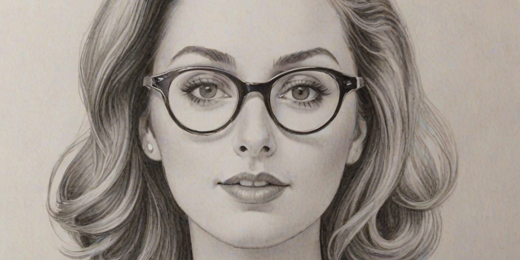 Lovely Eva Amurri Martino, pencil sketch, portrait of Captivating woman 1955s in glasses, hair style beatnik, outline, clear lines, fine lines, 8k