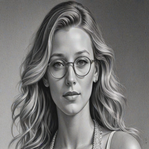 Stunning Blake Lively, pencil sketch, portrait of Wonderful woman 1934s in glasses, hair style beatnik, outline, clear lines, fine lines, 8k