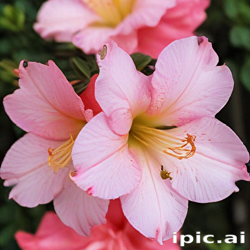 Delicate Pink Flowers Blossoming Vibrantly Against a Lush Green Background