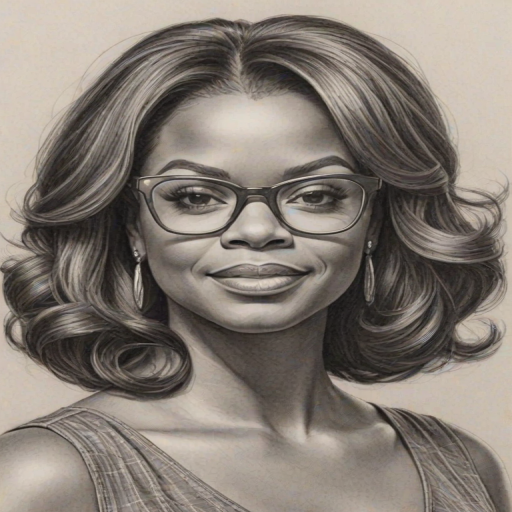 Attractive Kandi Burruss, pencil sketch, portrait of Lovely woman 1960s in glasses, hair style beatnik, outline, clear lines, fine lines, 8k