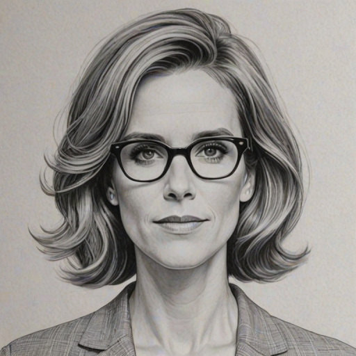 Appealing Kristen Wiig, pencil sketch, portrait of Dazzling woman 1955s in glasses, hair style beatnik, outline, clear lines, fine lines, 8k