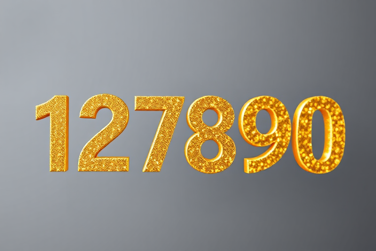 Generate an image of the numbers 12345 and 67890 in a glittering gold texture on a transparent background, using a DSLR camera with a 50mm lens, aperture set to f/1.8, ISO 100, and a shallow depth of field for a crisp focus on the numbers.