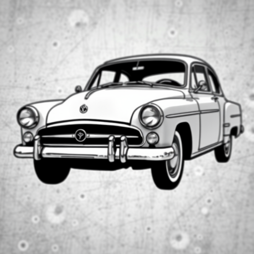Vintage black and white car illustration, high contrast, soft focus background with a textured overlay, captured with a Canon EOS 5D Mark IV, 50mm lens, f/1.8, ISO 100, shutter speed 1/250s, natural lighting, angled view.