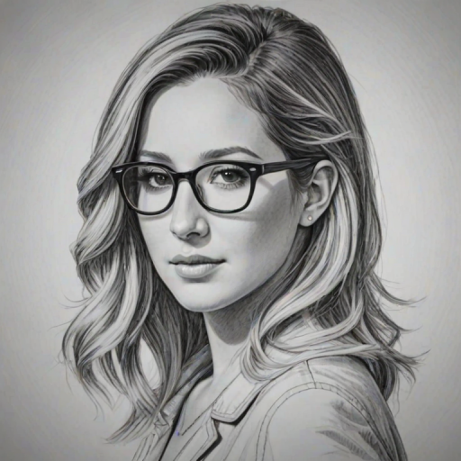 Elegant Ashley Tisdale, pencil sketch, portrait of Stunning woman 1943s in glasses, hair style beatnik, outline, clear lines, fine lines, 8k
