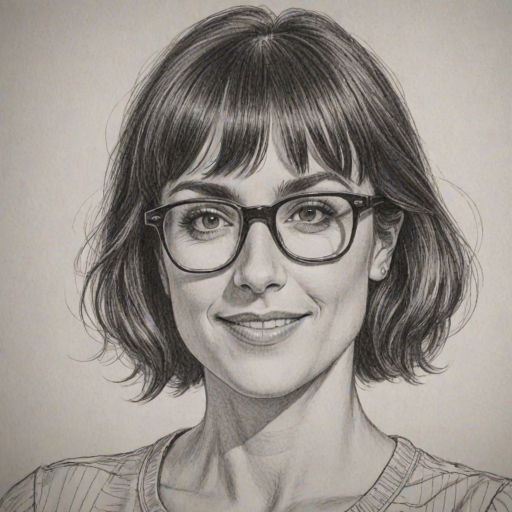 Graceful Constance Zimmer, pencil sketch, portrait of Radiant woman 1971s in glasses, hair style beatnik, outline, clear lines, fine lines, 8k