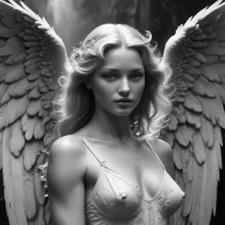 black and white angel drawings