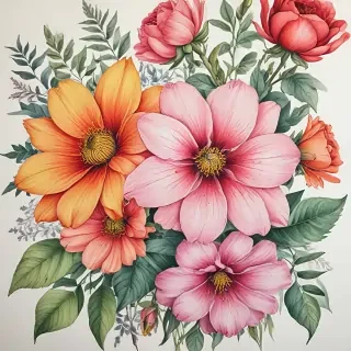 flower drawings color
