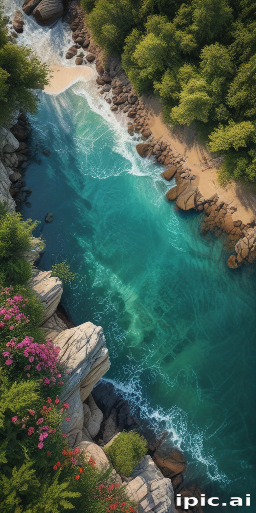 Stunning Aerial View of Turquoise Waters and Lush Green Coastline