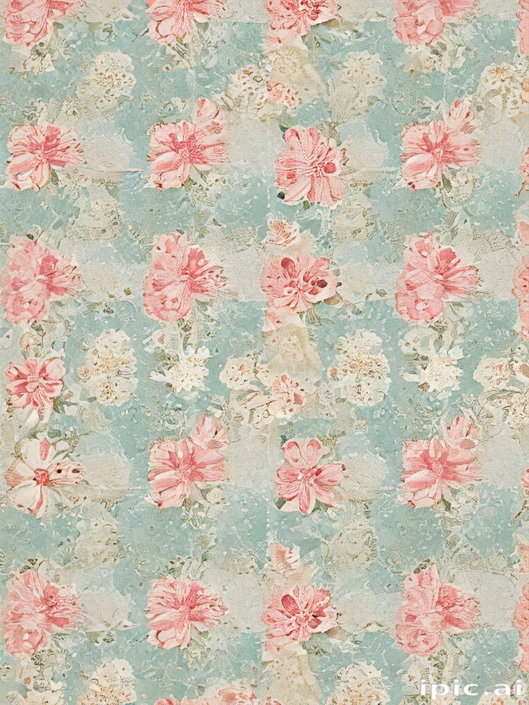 Delicate Floral Pattern on Soft Blue Background with Vintage Charm
