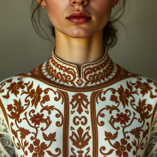 Face, shoulders, chest covered in openwork Coptic embroidery. Raw, unedited image.
