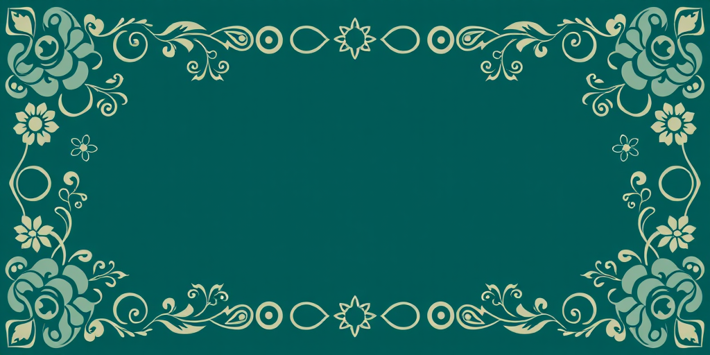 Generate an intricate border design with varying sizes of circles and floral patterns in a dark teal color scheme, using a DSLR camera with a 50mm lens, aperture set to f/1.8, ISO 200, and a soft focus style to enhance depth and texture.