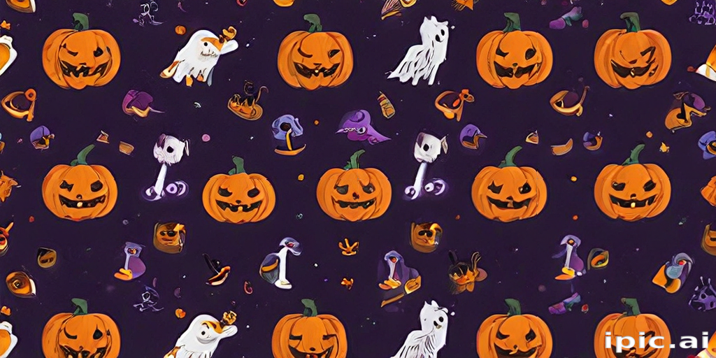 Colorful Halloween Pattern Featuring Pumpkins, Ghosts, and Spooky ...