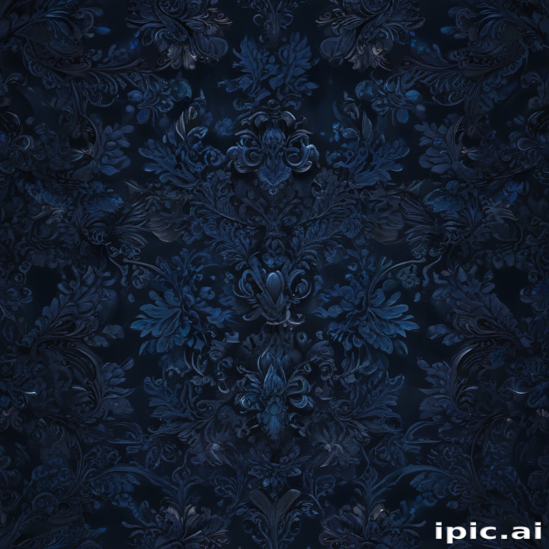 Elegant Dark Blue Floral Pattern with Intricate Design Elements and Depth.
