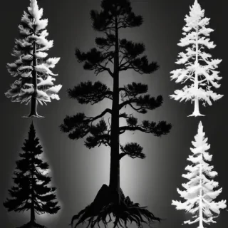 black and white pine tree clipart