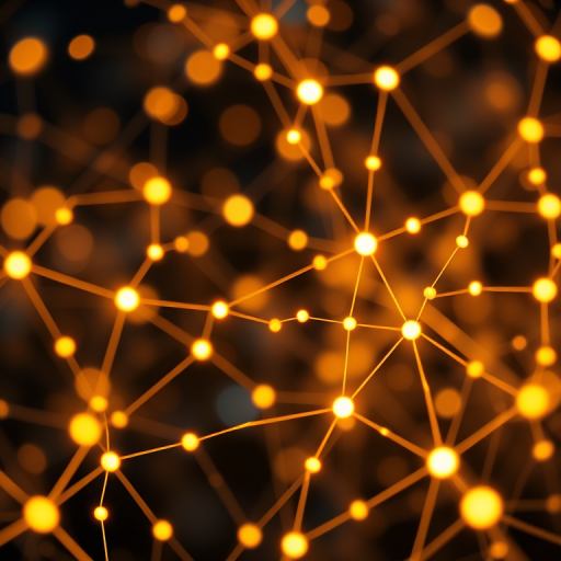 Generate a high-resolution abstract image of interconnected glowing lines and nodes resembling neural networks, using a DSLR camera with a 50mm lens, aperture f/1.8, ISO 200, shutter speed 1/60s, in macro view with a bokeh effect to enhance depth and clarity.