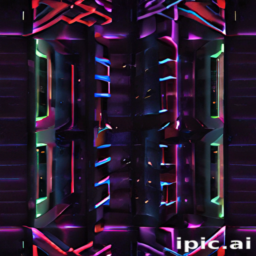 Vibrant Neon Lights Reflecting in a Futuristic Geometric Pattern Design