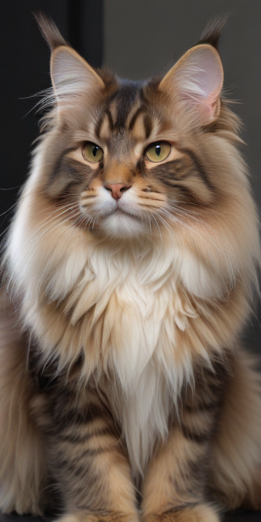 A Majestic Maine Coon Cat with Fluffy Fur and Striking Eyes