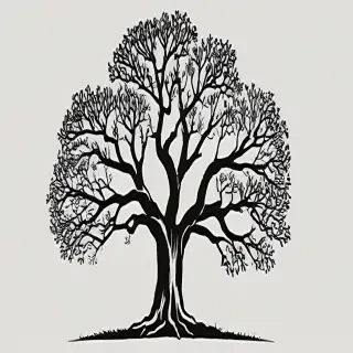 oak tree clipart black and white