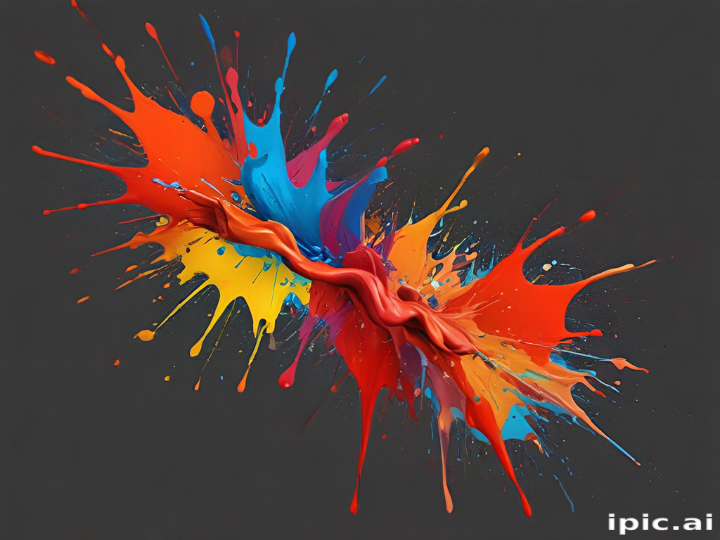 Vibrant Explosion of Colorful Paint Splashes Against a Dark Background