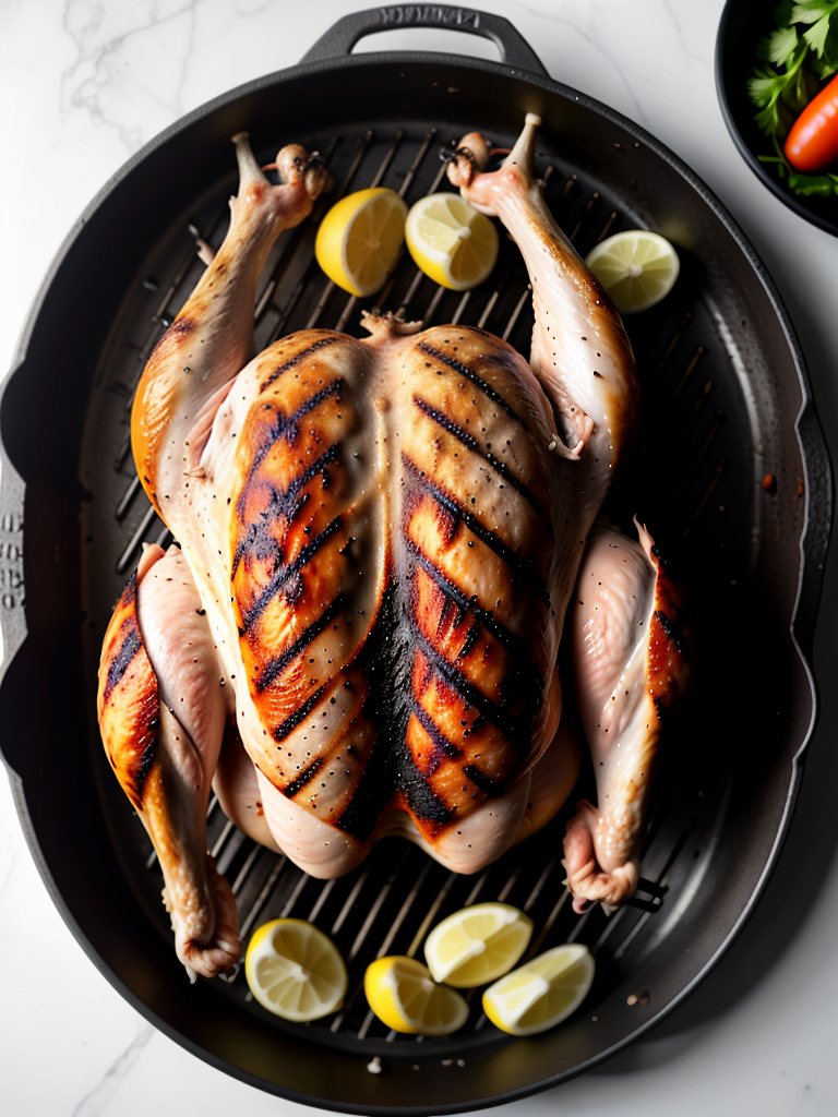 whole chicken on grill charcoal