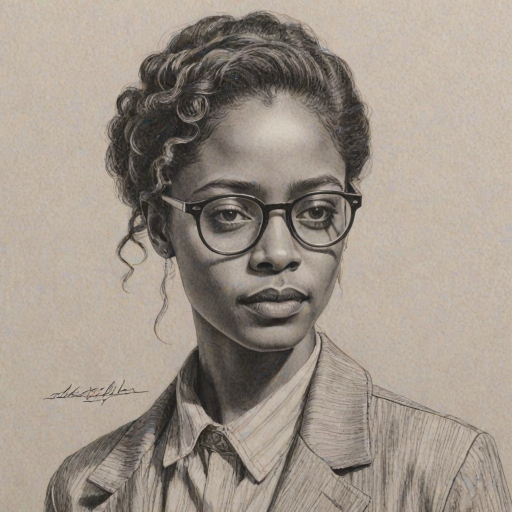 Gorgeous Lakeith Stanfield, pencil sketch, portrait of Sublime woman 1929s in glasses, hair style beatnik, outline, clear lines, fine lines, 8k
