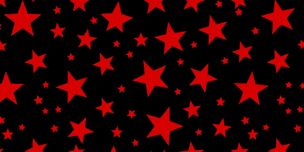 Generate an image featuring a pattern of various stars in different sizes and styles, all in shades of red against a dark background. The stars should be scattered throughout the image, creating a vibrant and dynamic design.