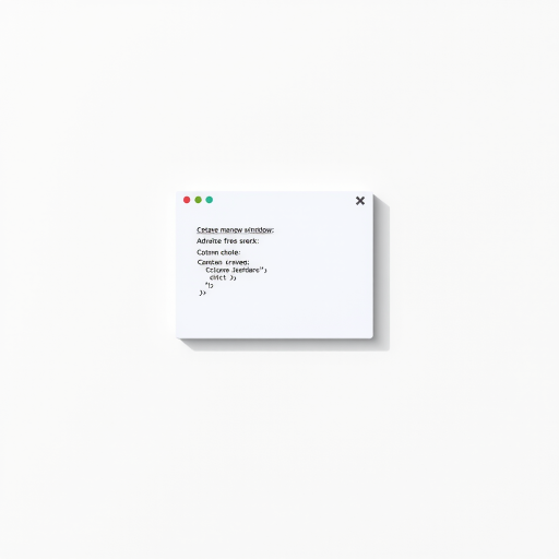 Create a minimalistic icon of a code window with a subtle drop shadow on a light gray background, captured using a Canon EOS R5 camera, 50mm lens, aperture f/2.8, ISO 100, in a natural light setting for enhanced clarity and detail.