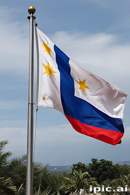 Flag of the Philippines Waving Proudly Against a Clear Blue Sky