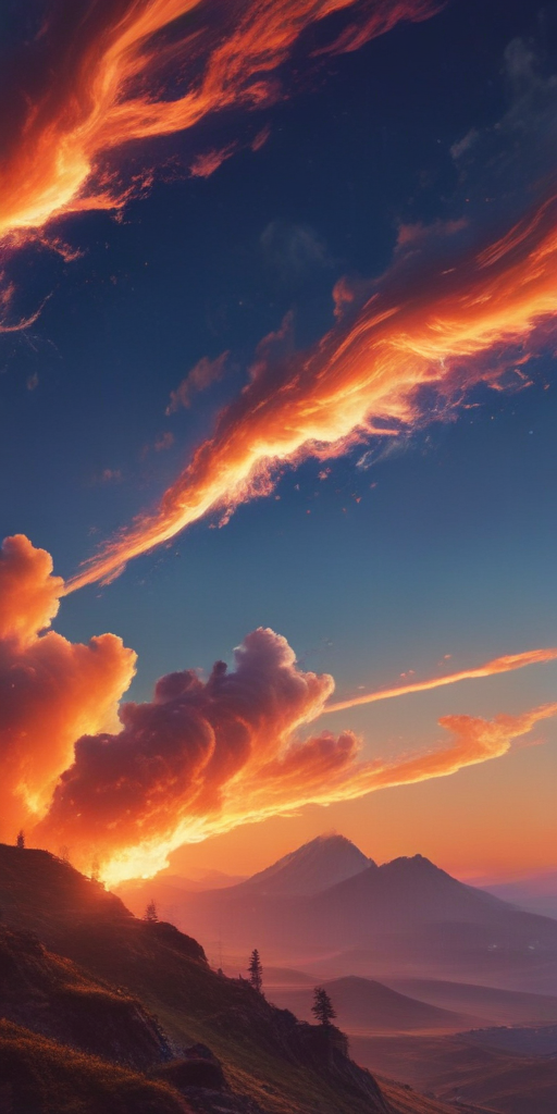 Stunning Sunset Over Mountains with Dramatic Clouds and Vibrant Colors