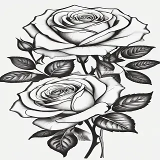 roses clipart black and white