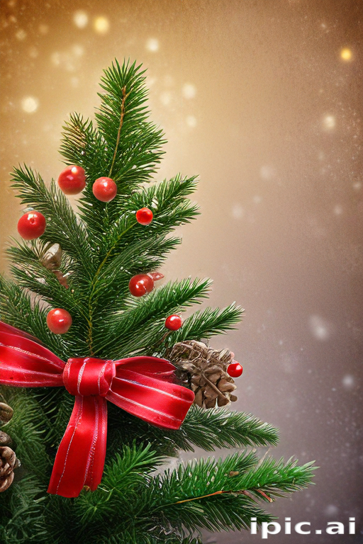 Festively Decorated Christmas Tree with Red Berries and Pinecones