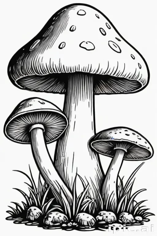 mushroom clipart black and white