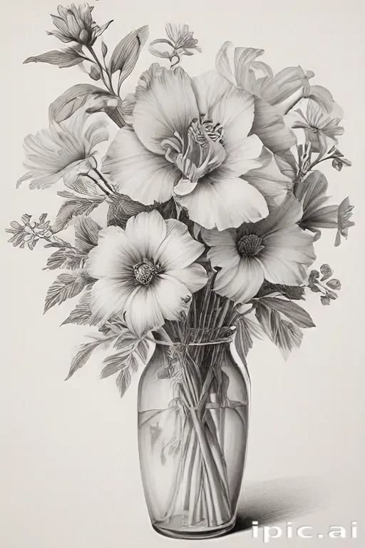 pencil drawn flowers