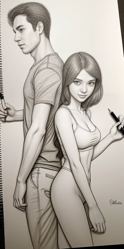 couple drawing poses