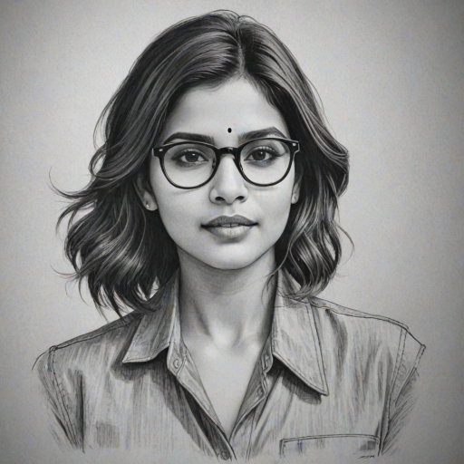 Superb Samantha Ruth Prabhu, pencil sketch, portrait of Attractive woman 1934s in glasses, hair style beatnik, outline, clear lines, fine lines, 8k