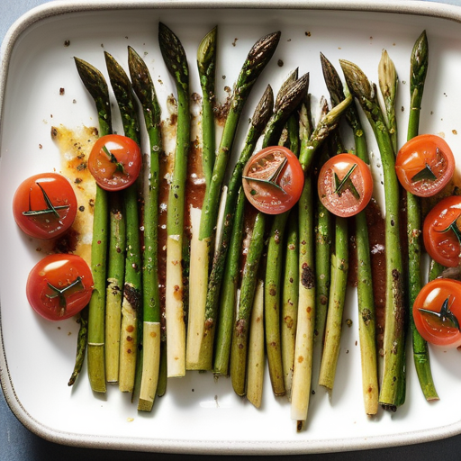 parmesan roasted asparagus with tomatoes and balsamic