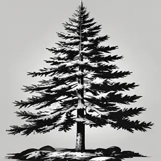 pine tree clipart black and white