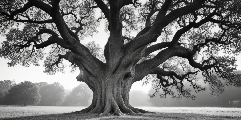 oak tree clipart black and white